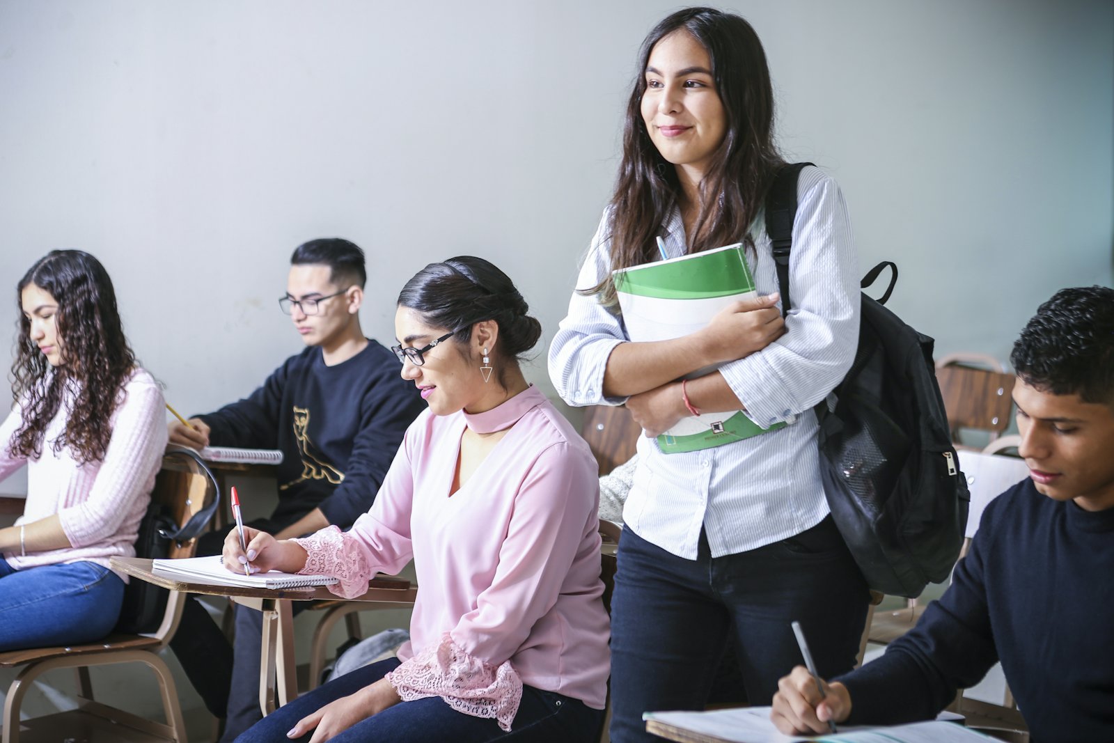 International students walking together on a university campus
